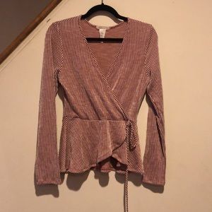 Long Sleeve Striped Peplum Top